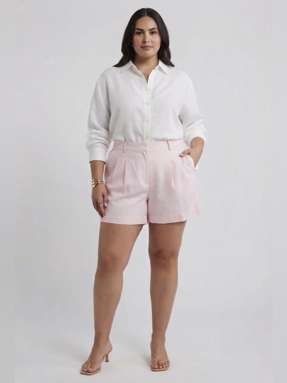 Open Edit Pleated Linen Blend Shorts